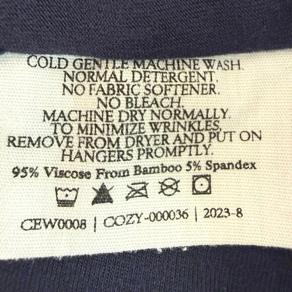 Cozy Earth Bamboo Pajama Pants Navy Polka Dot Soft Lounge Sleep Bottoms | M - Picture 7 of 10